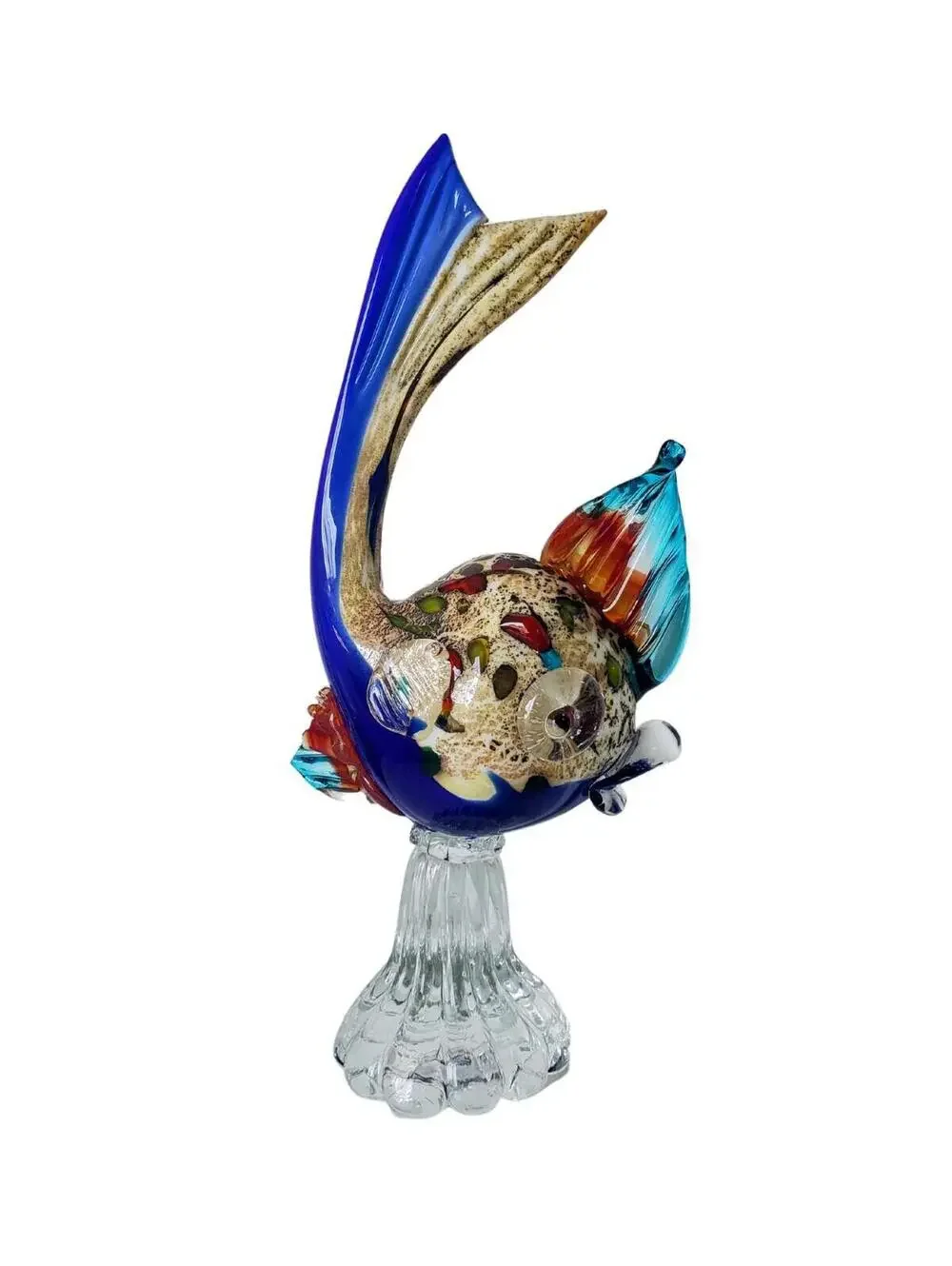 Rare Murano Avem Art Glass Fish Statue Figurine Fused Glass Hand Blown Koi